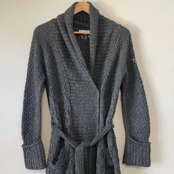 Odd Molly Long Cardigan Sweater S (1) Gray Wool Alpaca Blend 767 Tie Waist - Picture 2 of 15